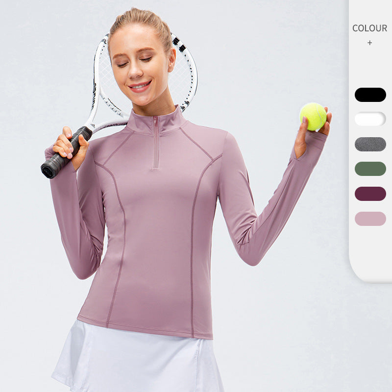 Women's Autumn and Winter Yoga Long-Sleeved Workout Clothes Running T-shirt Top Quick-Drying Sports Sweater 12521