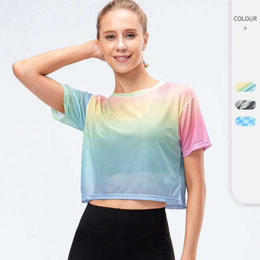 Women's Loose Running Sports Short Sleeve Quick-Drying Breathable Fitness T-shirt Outdoor Training Yoga