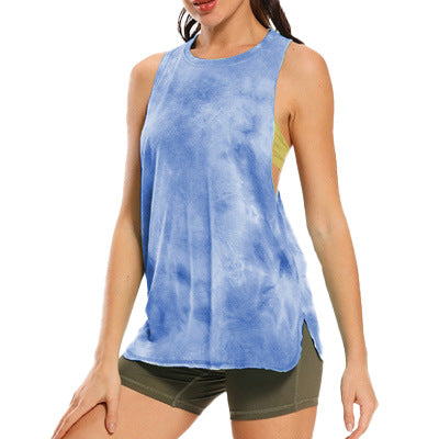 New Tie-Dyed Printed Sports Vest Women Cross-Border European and American Quick-Drying Running Loose Yoga Top Fitness Vest