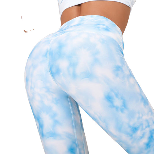 Spot Casual Jogger Trousers For Women Eu Digital Printed Tie Dye Hip Yoga Pants Sports Running Fitness