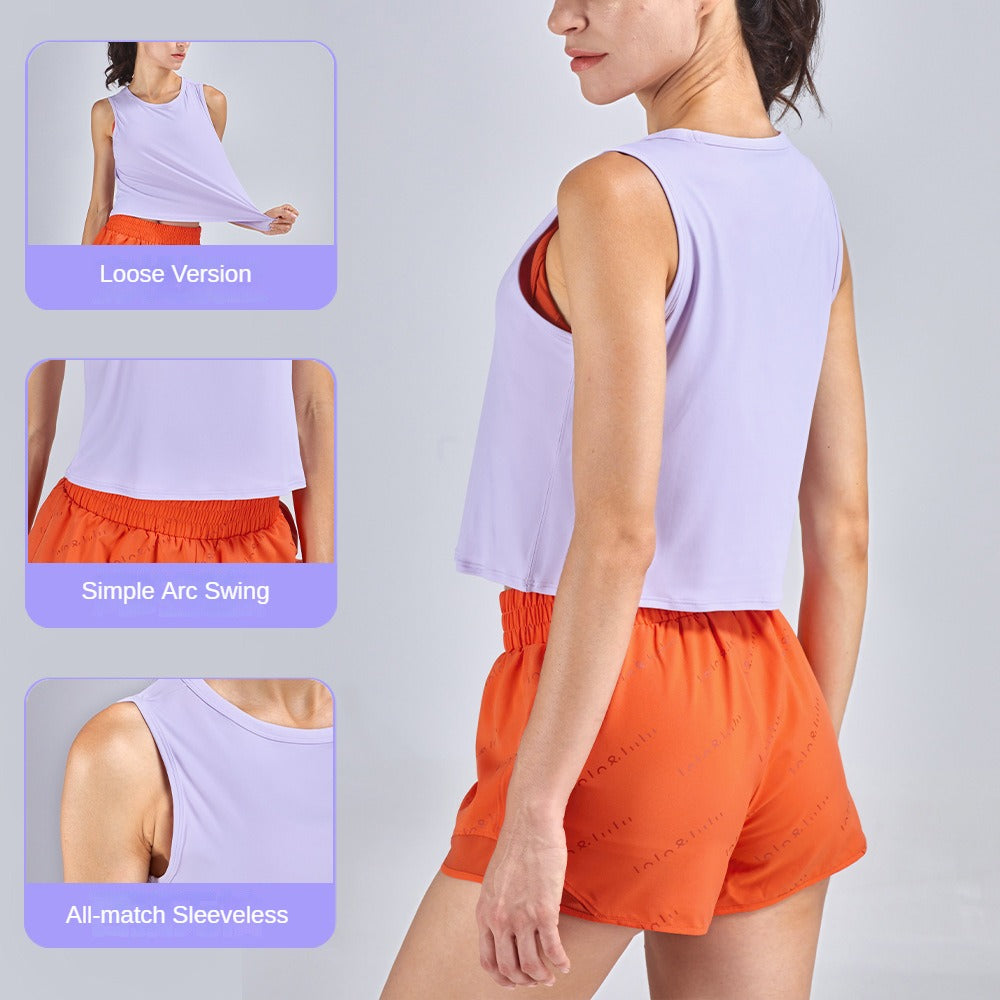 New Light Nude Feel Fitness Sports Vest Yoga Clothes European and American Slim Fit Slimming Sleeveless Blouse