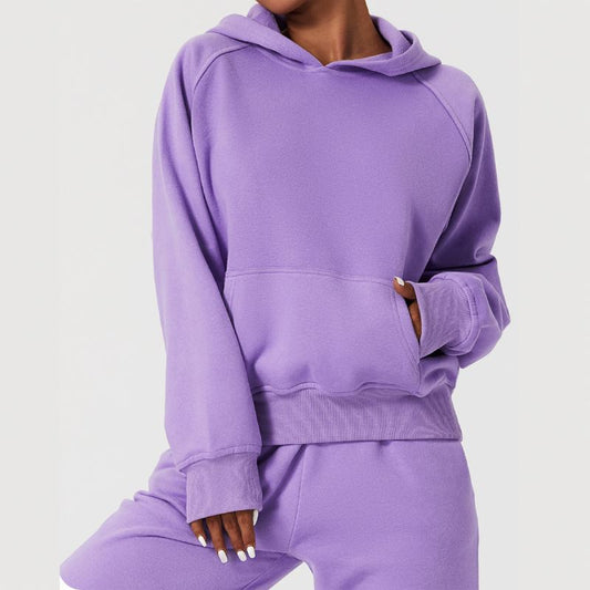 Outdoor Fashion Pullover Hooded Eu Us Casual Loose Sports Clothes Autumn And Winter Warm Pockets Long Sleeved Sweater Women