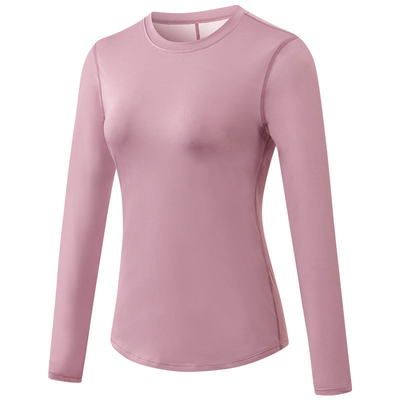 Women's Autumn Winter Yoga Sports Long Sleeve Quick-Drying Breathable Mesh Stitching Elastic Running Exercise Workout T Shirts