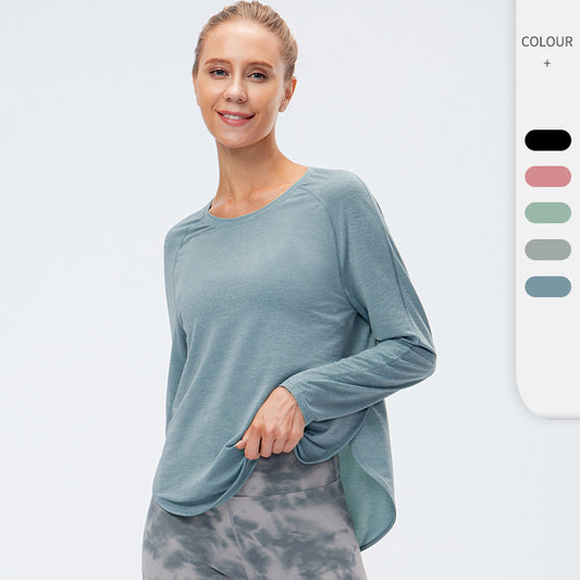 Women's Fall/Winter Yoga Wear Loose Slimming Running Sport Long Sleeve T-shirt Quick-Drying Breathable Training Workout Clothes