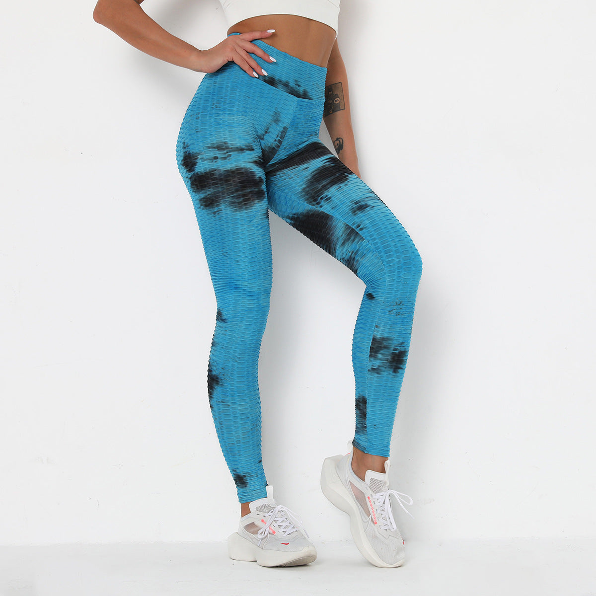 Hot Style Fitness Sport Leggins Women Butt Lifting Yoga Pants High Waist Ink Jacquard Tie Dye Slim