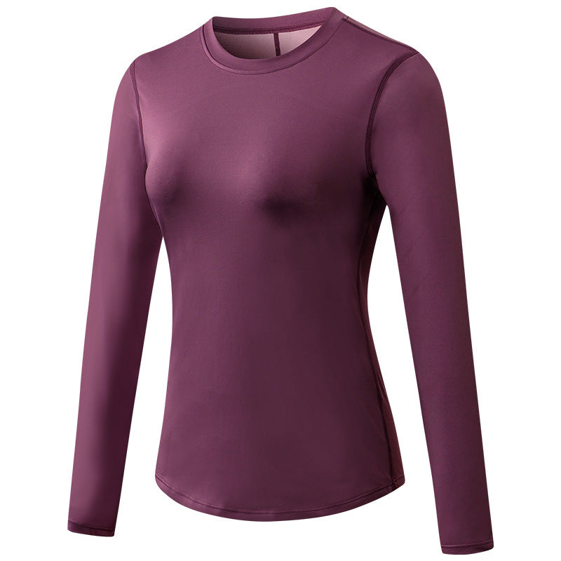 Women's Autumn Winter Yoga Sports Long Sleeve Quick-Drying Breathable Mesh Stitching Elastic Running Exercise Workout T Shirts