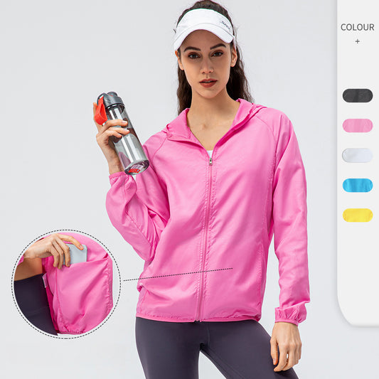 Women's Outdoor Sports Skin Trench Coat Waterproof Windproof Lightweight Breathable Quick-Drying Top Cycling Long Sleeve Jacket