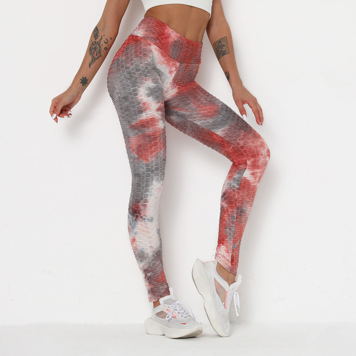 Hot Style Fitness Sport Leggins Women Butt Lifting Yoga Pants High Waist Ink Jacquard Tie Dye Slim