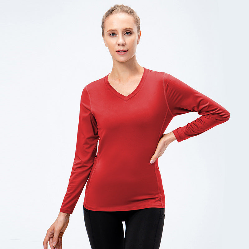 Women's Autumn and Winter New Yoga Wear Running Sport Long Sleeve Quick-Drying Stretch-Tight T-shirt Workout Tops