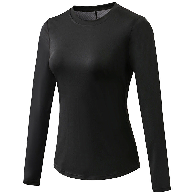 Women's Autumn Winter Yoga Sports Long Sleeve Quick-Drying Breathable Mesh Stitching Elastic Running Exercise Workout T Shirts