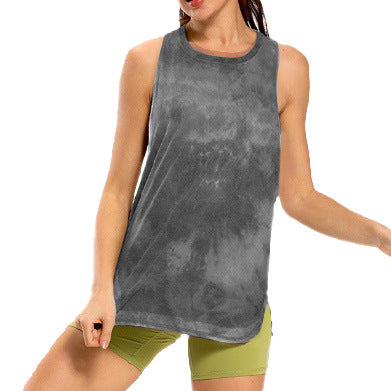 New Tie-Dyed Printed Sports Vest Women Cross-Border European and American Quick-Drying Running Loose Yoga Top Fitness Vest