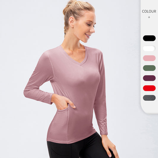 Women's Autumn and Winter New Yoga Wear Running Sport Long Sleeve Quick-Drying Stretch-Tight T-shirt Workout Tops