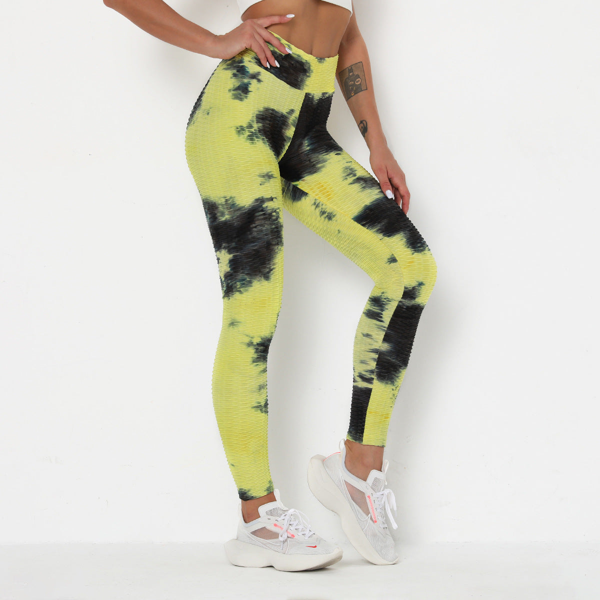 Hot Style Fitness Sport Leggins Women Butt Lifting Yoga Pants High Waist Ink Jacquard Tie Dye Slim