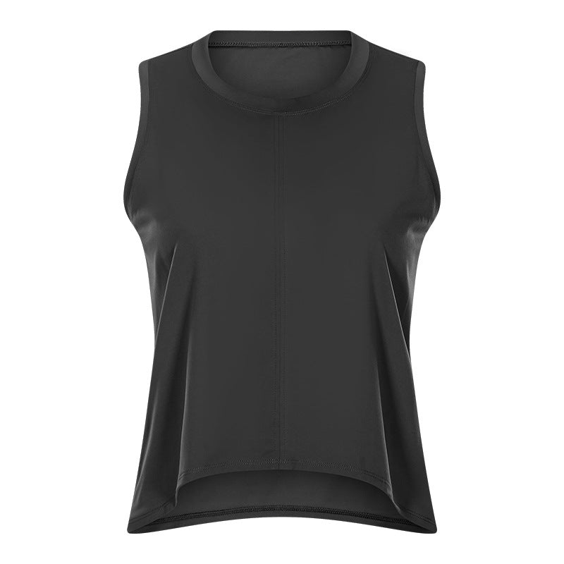 New Yoga Wear Tops Women's round Neck Exposed Navel Beauty Back Fitness Sports Vest Fashionable Breathable Sportswear