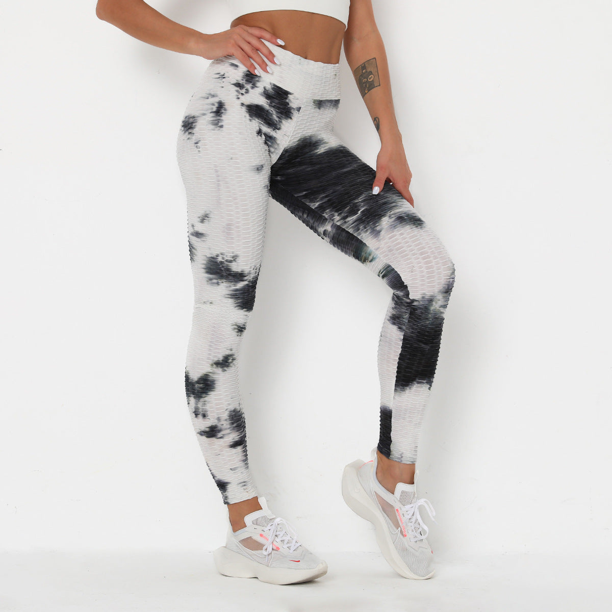 Hot Style Fitness Sport Leggins Women Butt Lifting Yoga Pants High Waist Ink Jacquard Tie Dye Slim