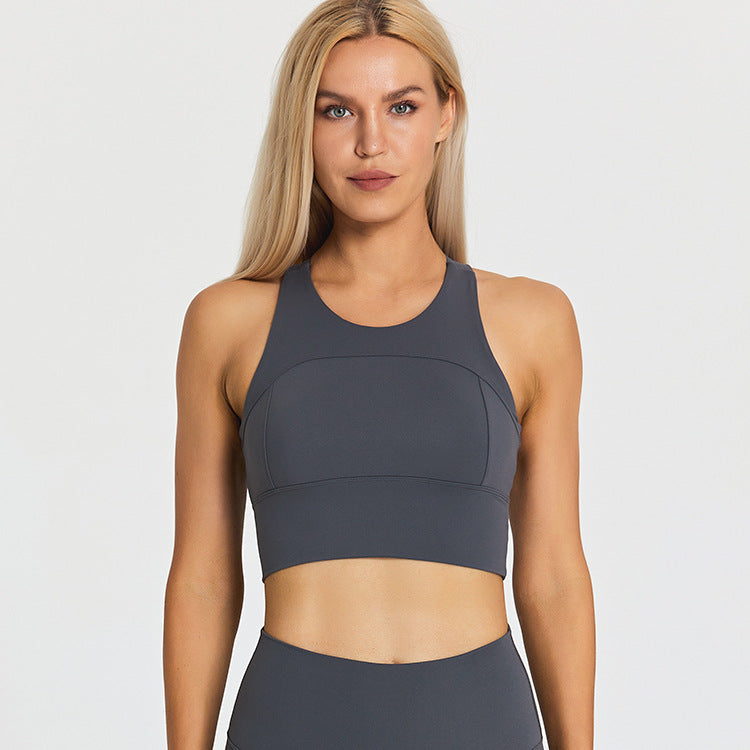 Running Sports Bra Women's Shock Proof Eu Cross border Yoga Tank Top Outdoor Quick Drying Breathable Fitness Bra with Chest Pads