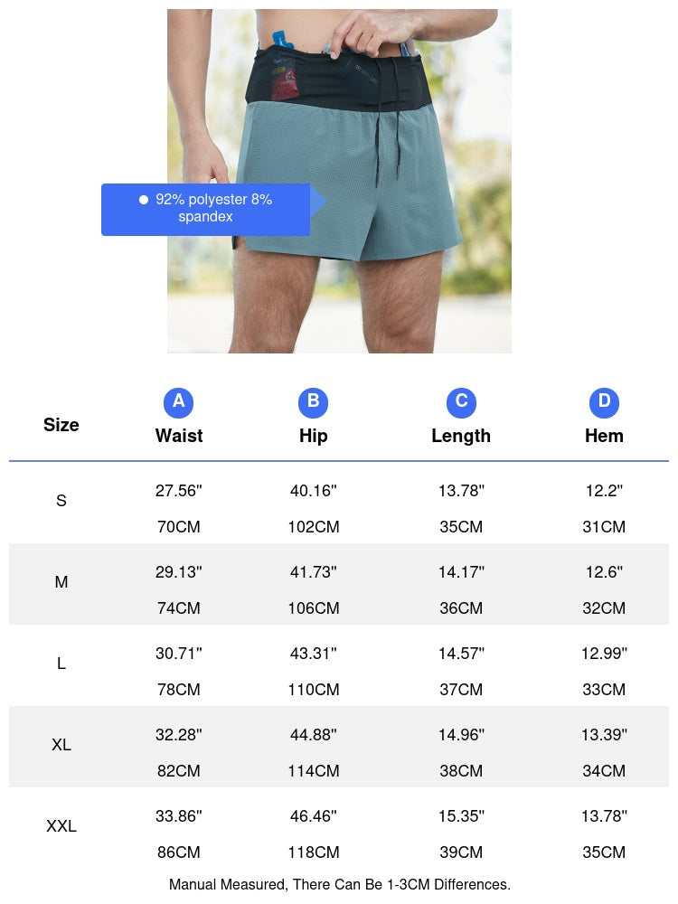 Sports shorts Men's fake two-piece double-layer fitness shorts Marathon cross-country running training pants Quick drying pants