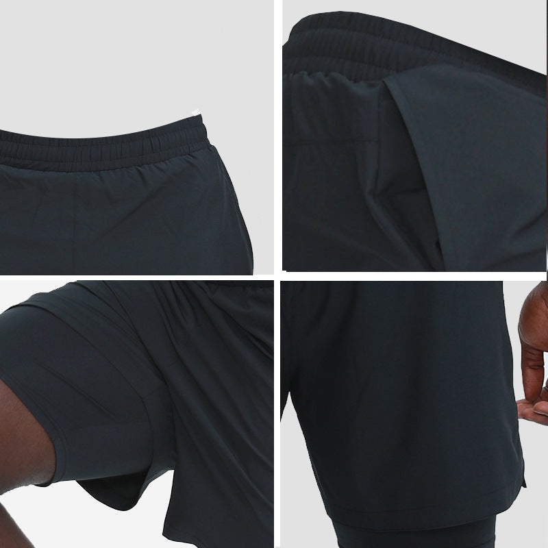 Summer quick-drying shorts mens loose lining two-piece basketball pants American fitness pants