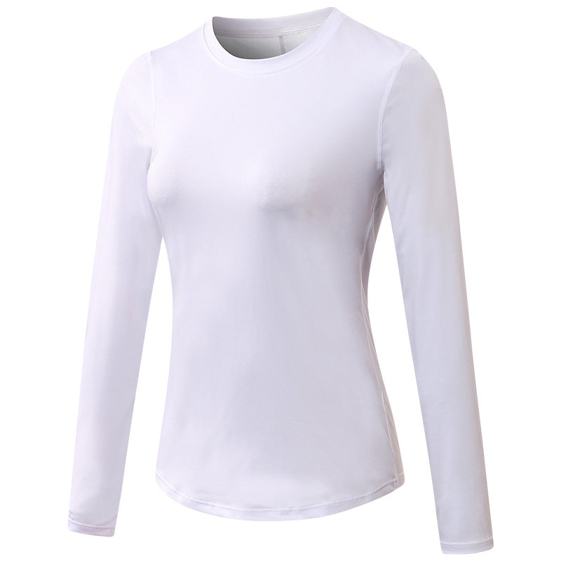 Women's Autumn Winter Yoga Sports Long Sleeve Quick-Drying Breathable Mesh Stitching Elastic Running Exercise Workout T Shirts